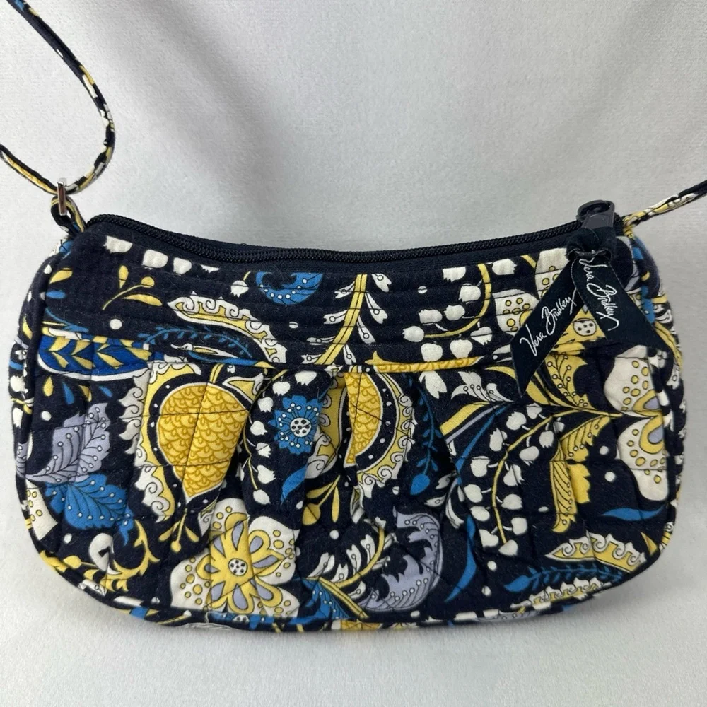 Retired Vera Bradley Blue and Yellow Patterned Shoulder Bag